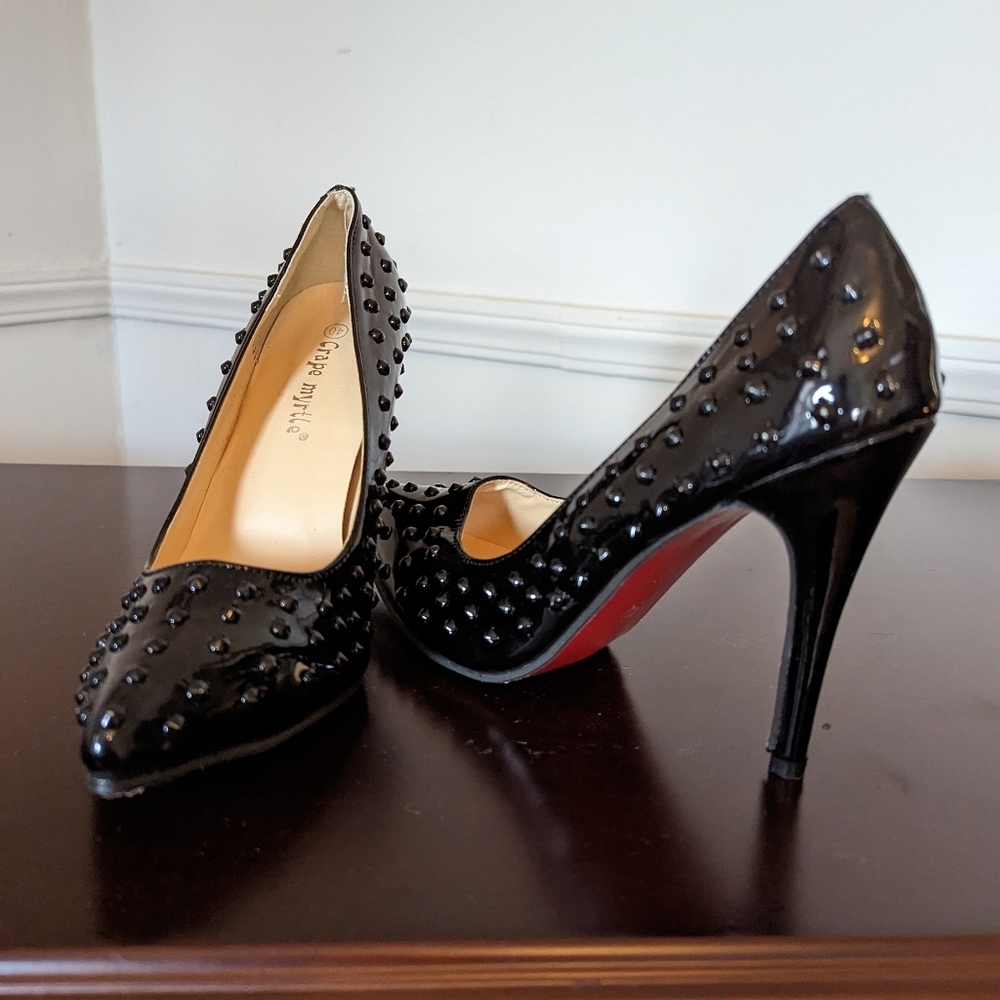 Black Spiked High Heels Size 40 - Picture 4 of 10